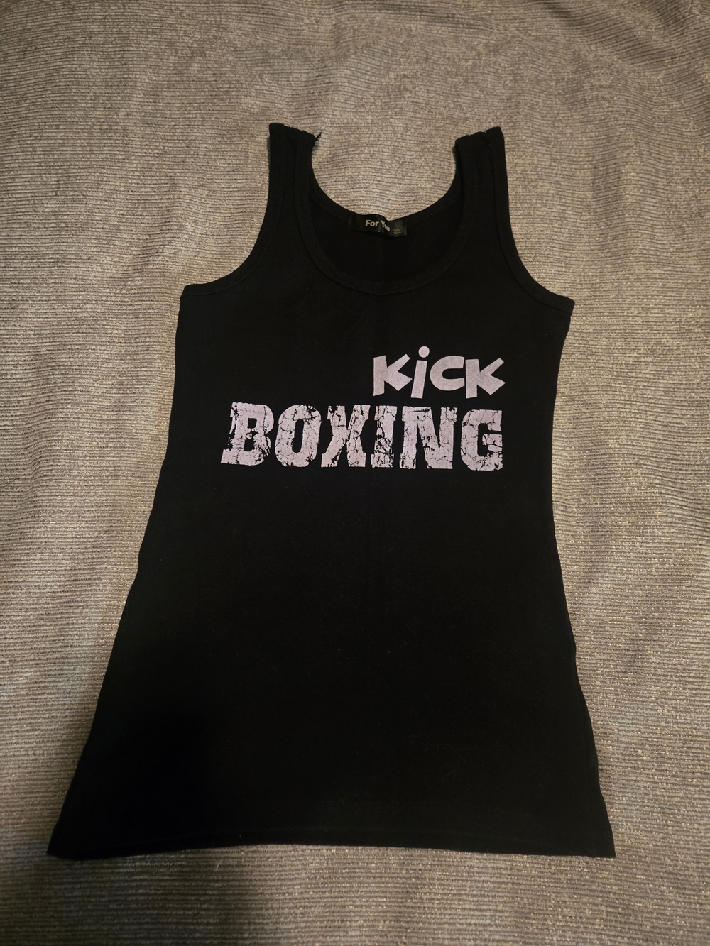 Black 'Kick Boxing' Graphic Tank Top